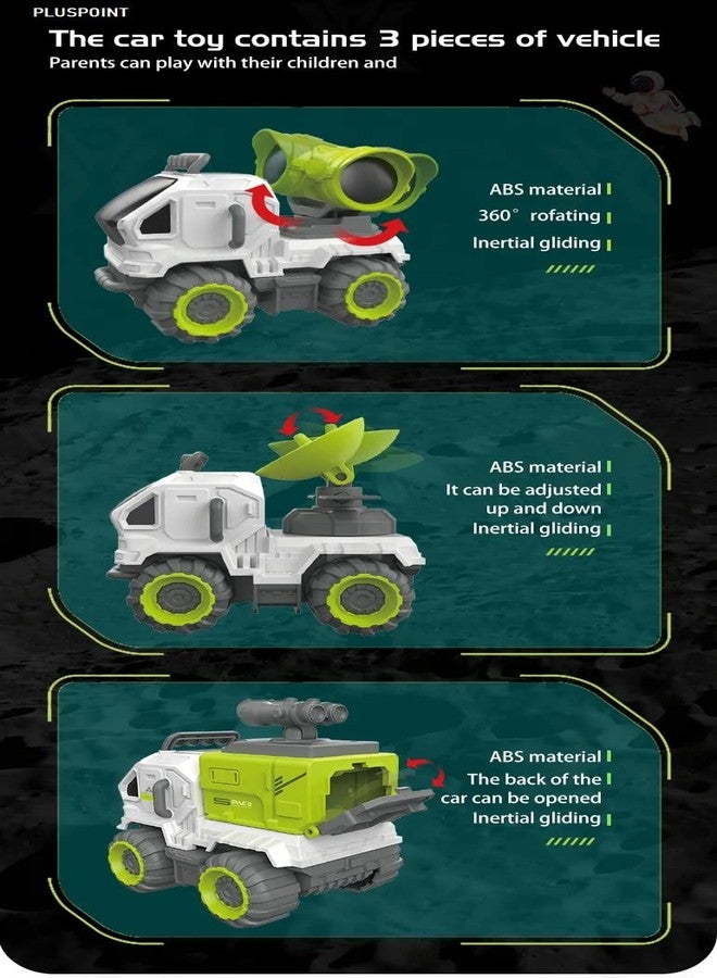 بلس بوينت مجموعة مركبات رواد الفضاء تشاندرايان من PLUSPOINT، لعبة شاحنة لعب تمثيلية تعمل بالاحتكاك للأطفال الأولاد، عبوة من 3 مركبات فضائية لمشروع الفضاء، لعبة سيارة للأطفال الصغار (شاحنة فضائية 3 قطع) - Image 5